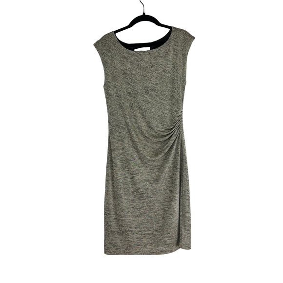 LOFT Dresses & Skirts - Loft Petites Gold Ruched Shift Midi Dress Boat Neck Size SP